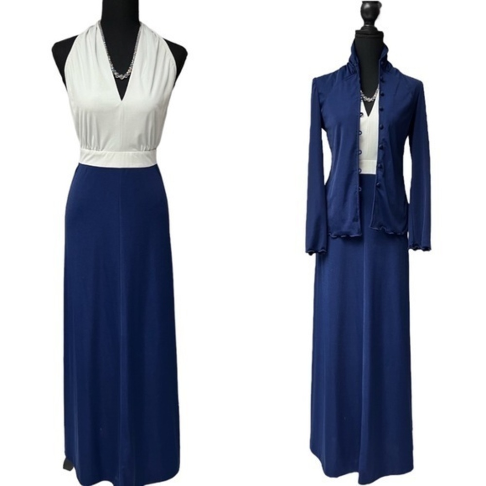 Vintage St. Gillian by Kay Unger Two Halter Maxi Dress with Matching Jacket